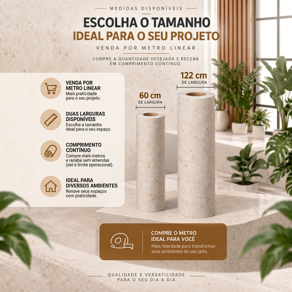 Adesivo Vinílico Mármore Travertino Fosco Imprimax 60CM E 122CM - Imagem 2
