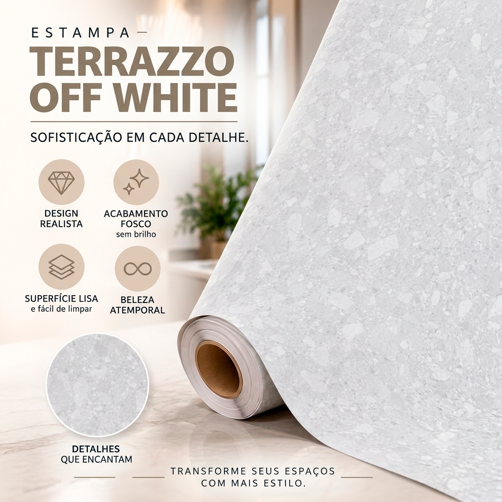 Mármore Terrazzo Off White 60 e 122 cm - Imagem 2