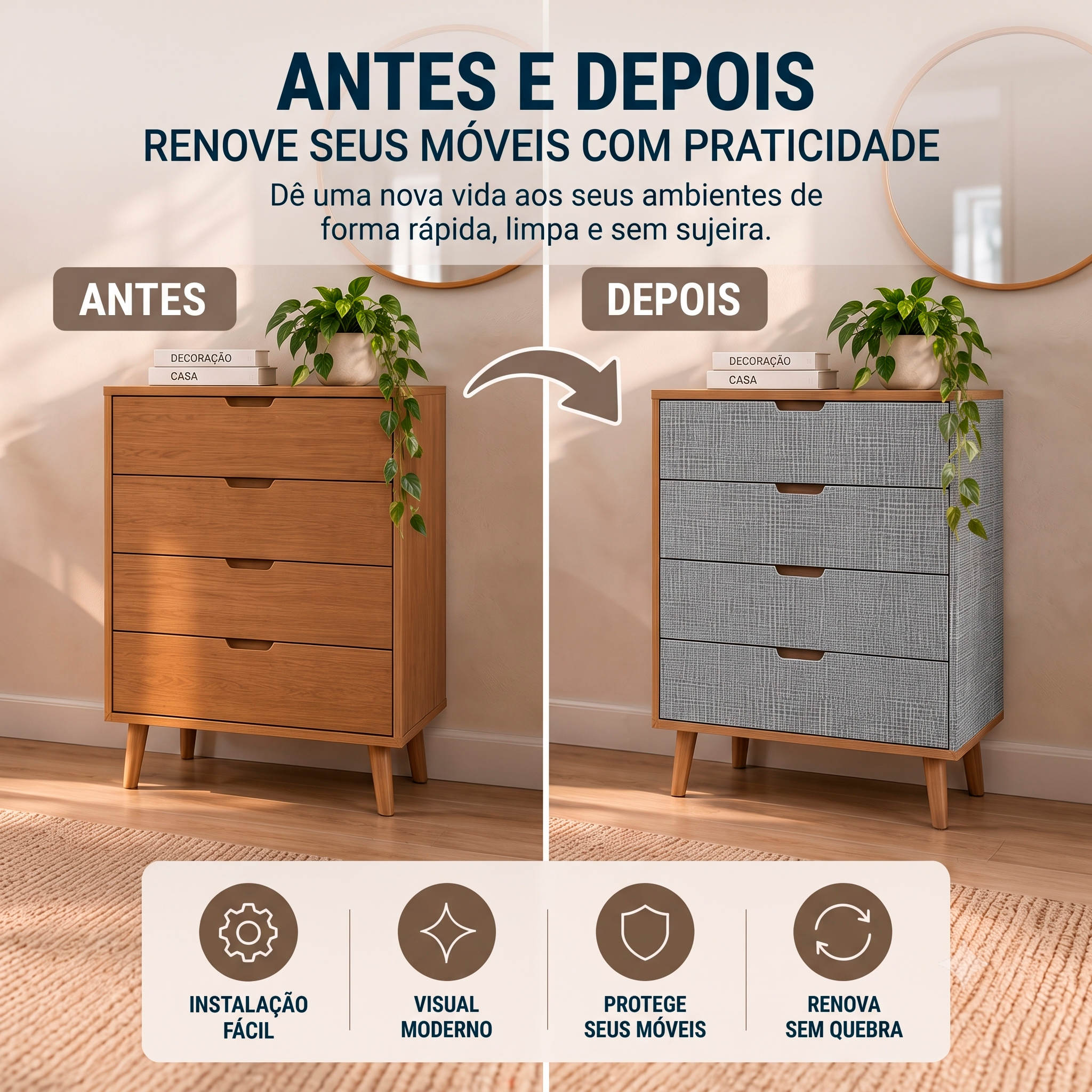 Adesivo Vinílico Brim Cinza 60 e 122 cm - Imagem 2