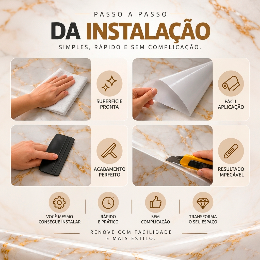 Adesivo Vinílico Mármore Calacatta Ouro Gloss Imprimax 60CM E 122CM - Imagem 3