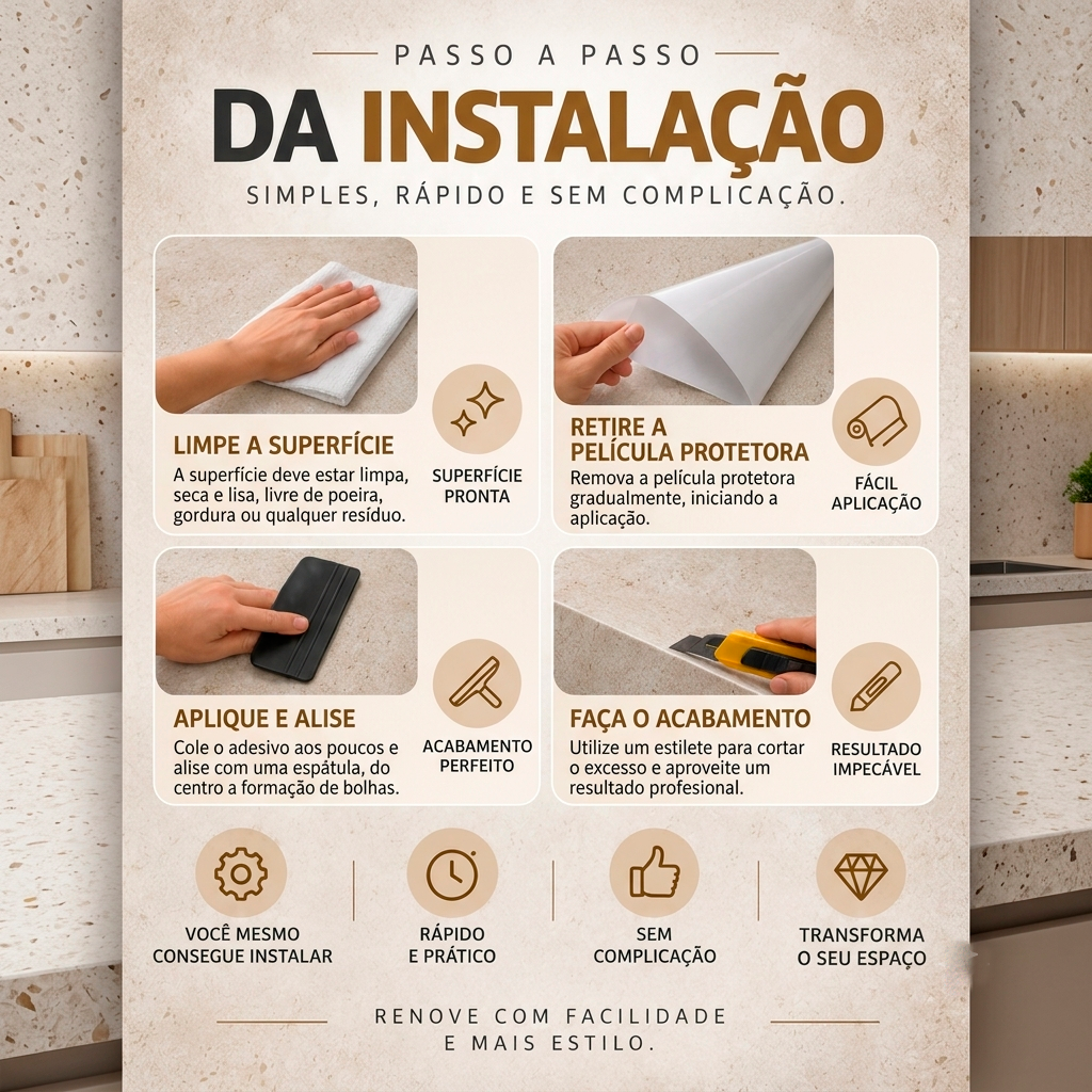 Adesivo Vinílico Mármore Travertino Fosco Imprimax 60CM E 122CM - Imagem 3