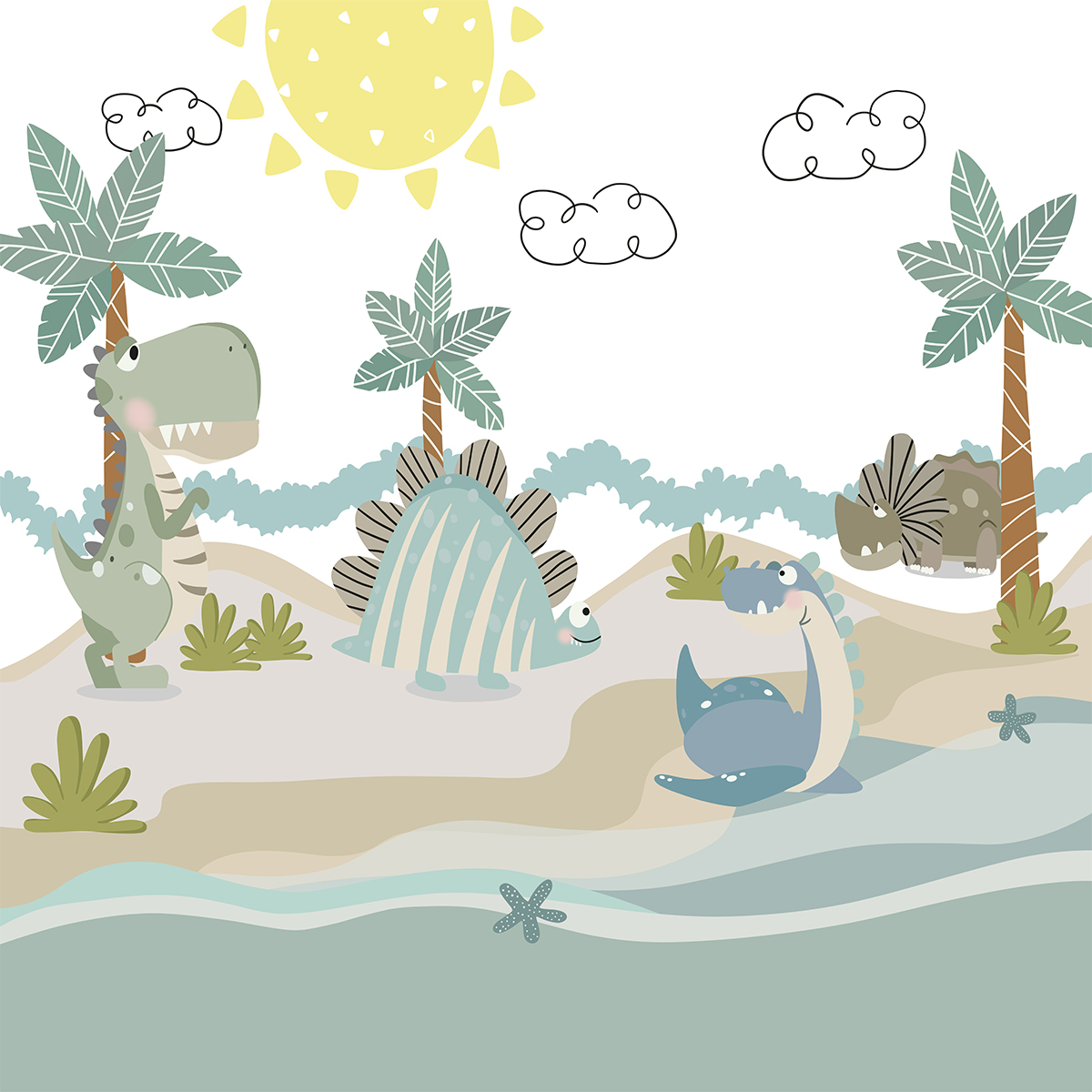 Papel de Parede Dinossauros Desenho - Imagem 2