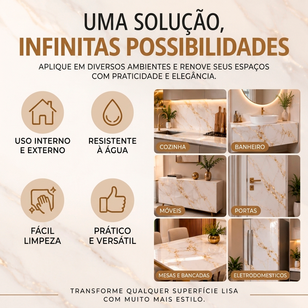 Adesivo Vinílico Mármore Calacatta Ouro Gloss Imprimax 60CM E 122CM - Imagem 5