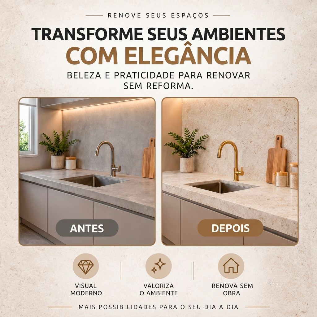 Adesivo Vinílico Mármore Travertino Fosco Imprimax 60CM E 122CM - Imagem 5