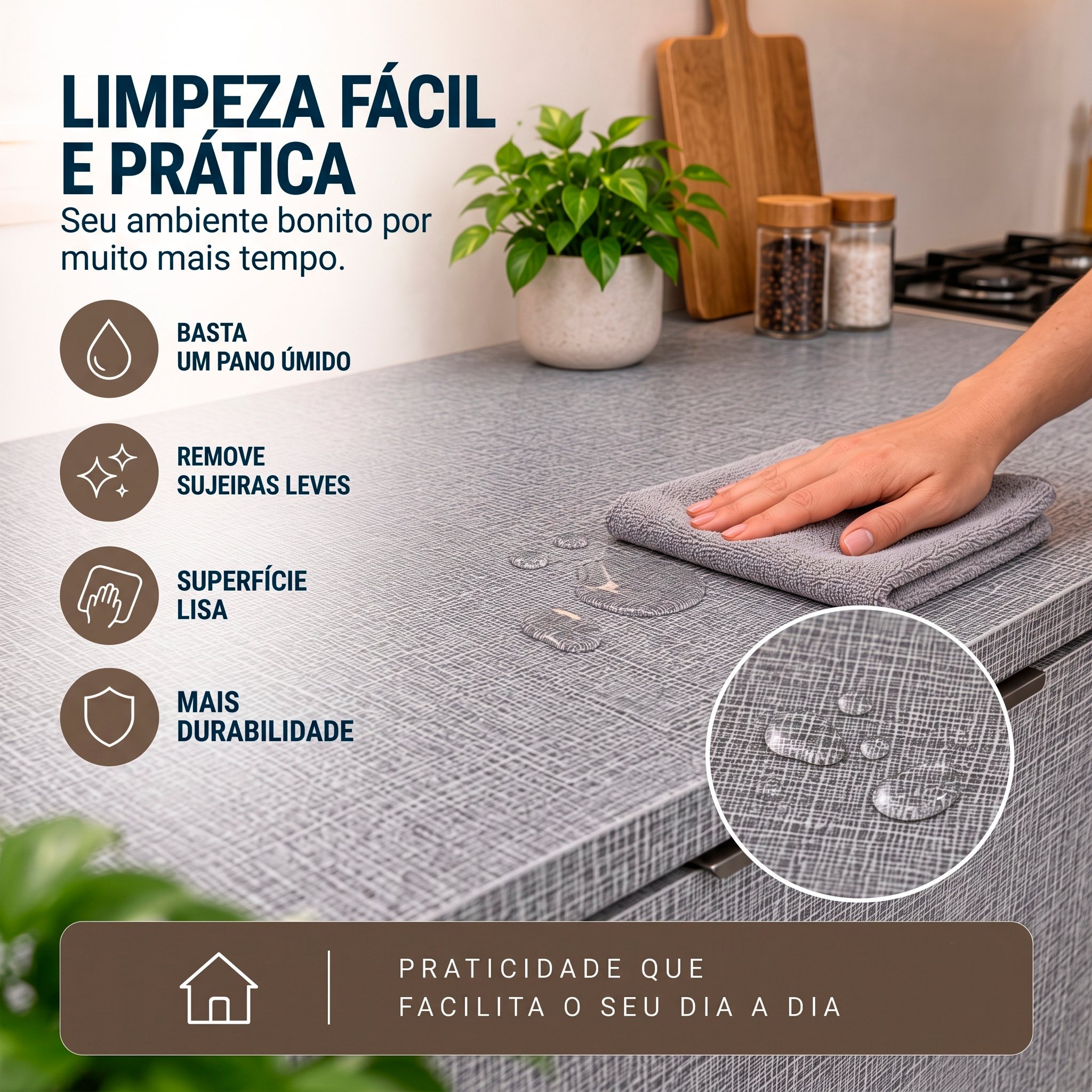 Adesivo Vinílico Brim Cinza 60 e 122 cm - Imagem 6
