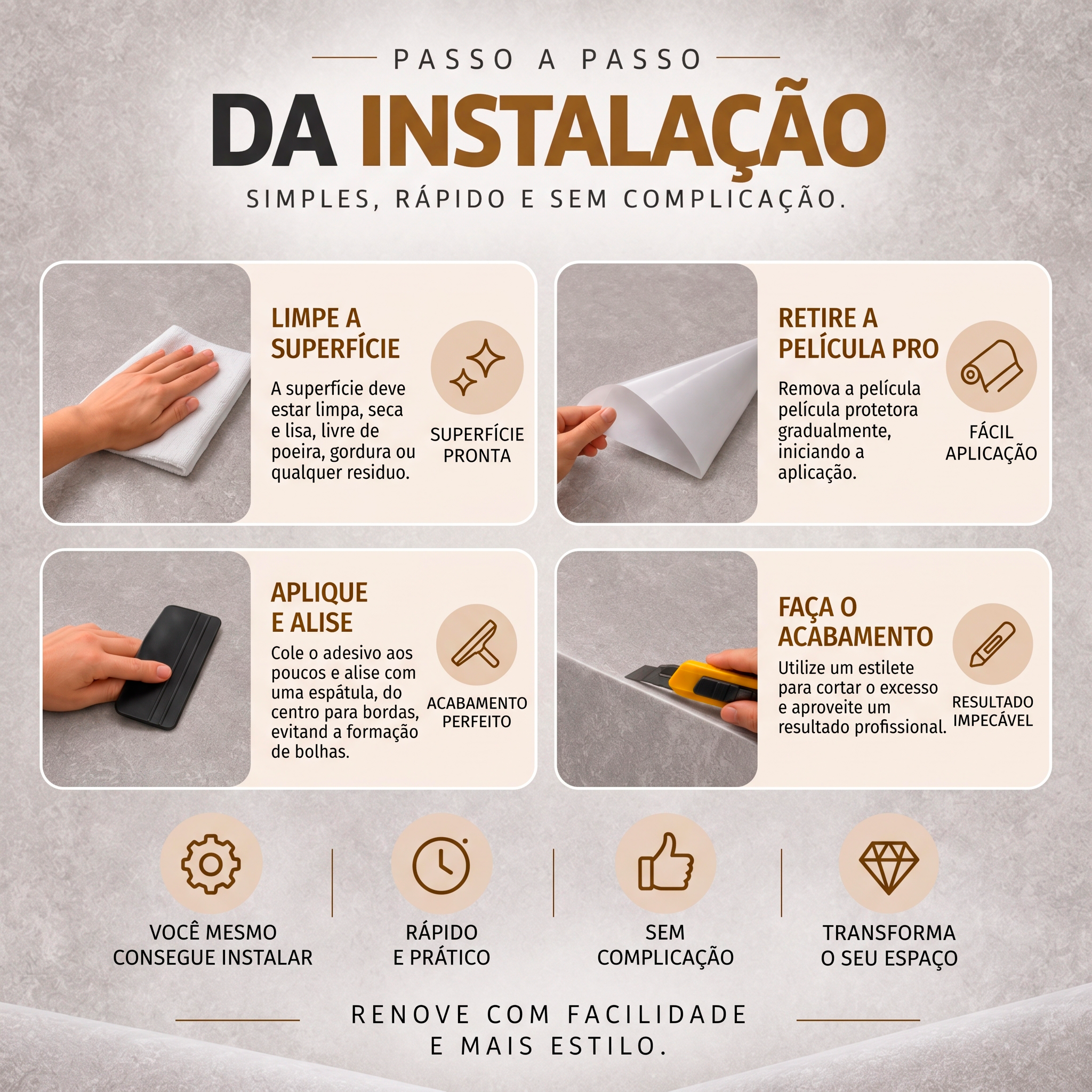 Adesivo vinílico Cimento Queimado 60 e 122 cm - Imagem 7
