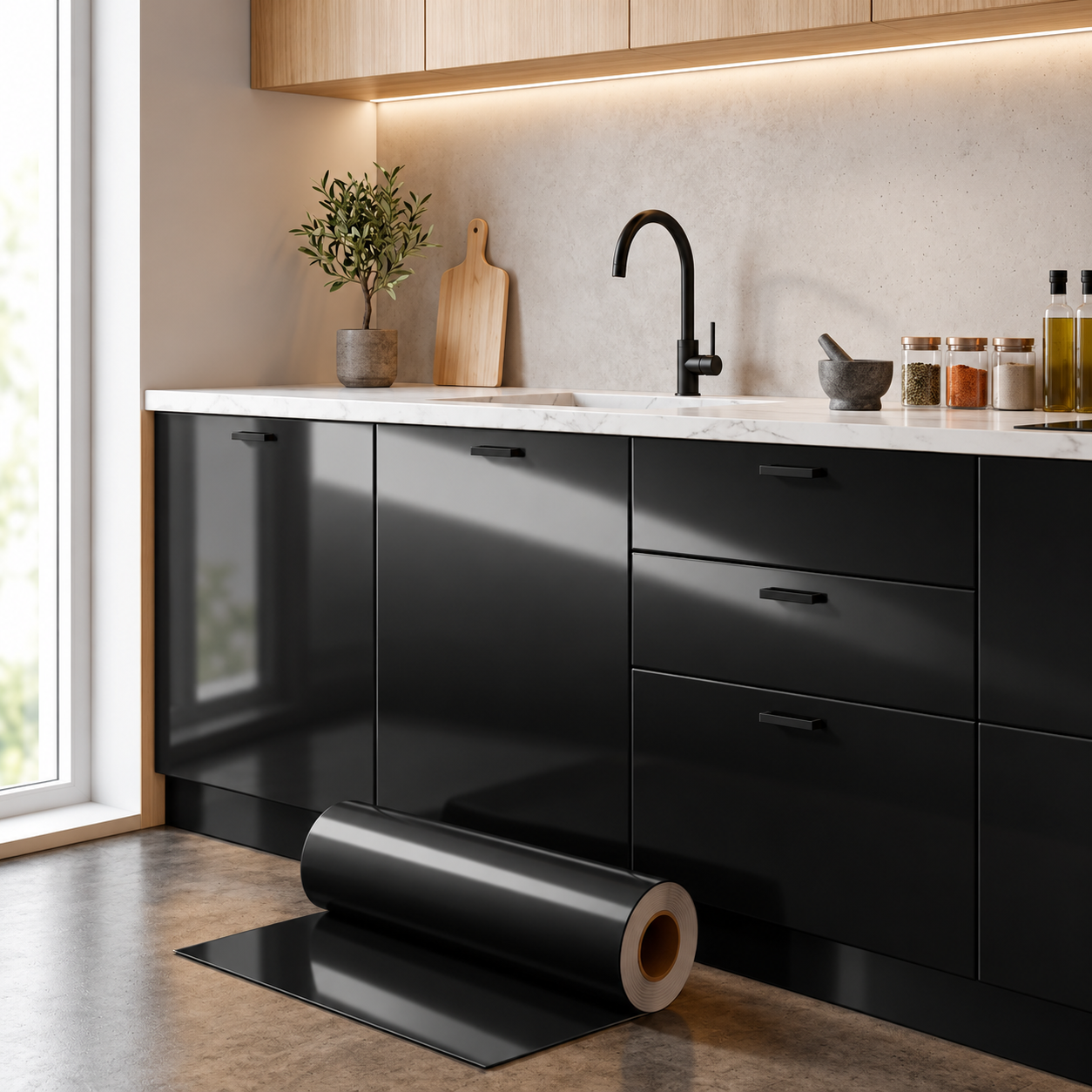 Adesivo Vinílico Premium Preto Super Brilho