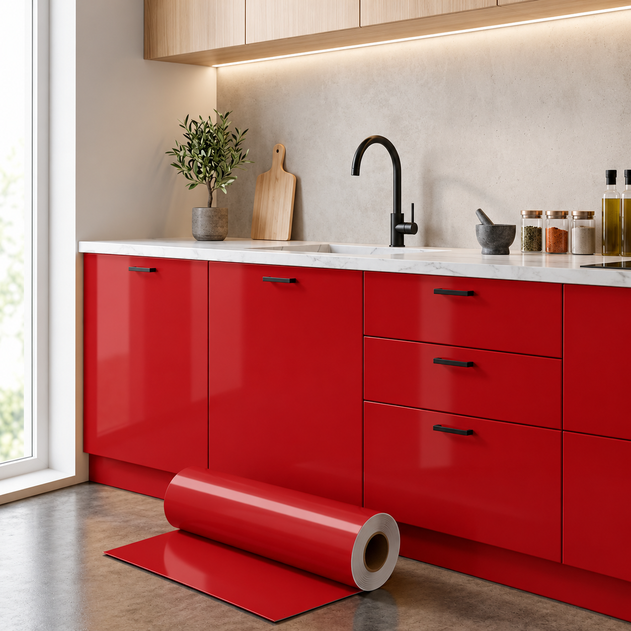 Adesivo Vinílico Premium Vermelho Vivo