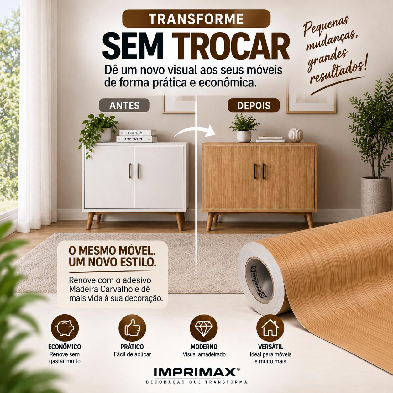 Adesivo Madeira Carvalho Imprimax 60 E 122 CM - Imagem 6