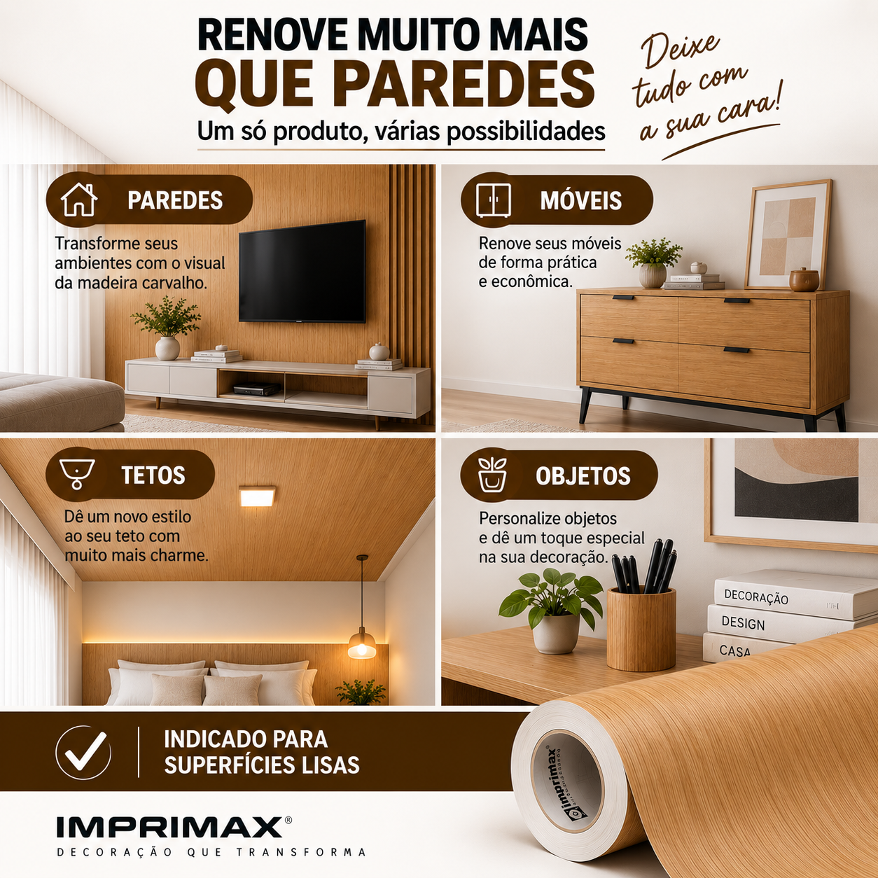 Adesivo Madeira Carvalho Imprimax 60 E 122 CM - Imagem 5