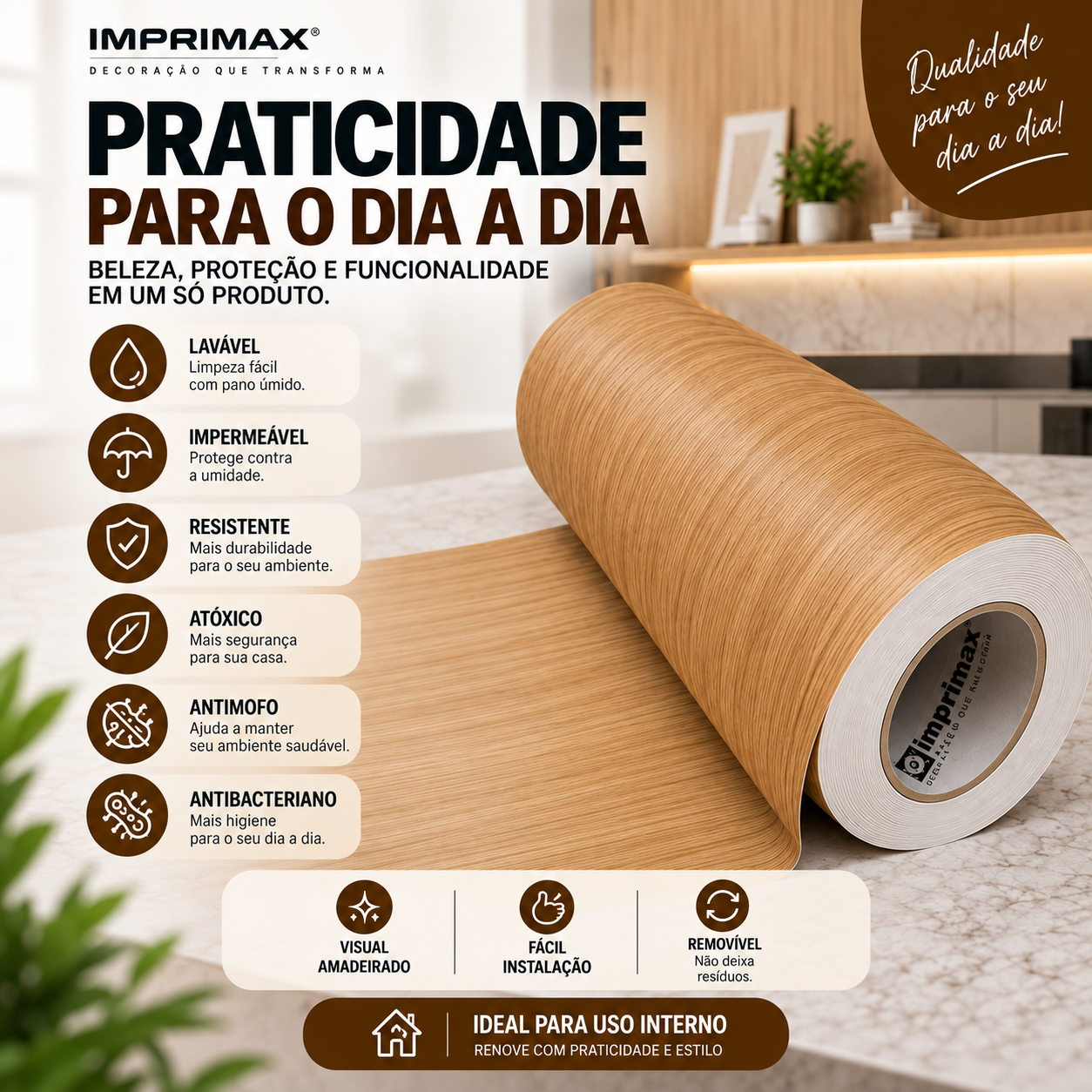 Adesivo Madeira Carvalho Imprimax 60 E 122 CM - Imagem 3