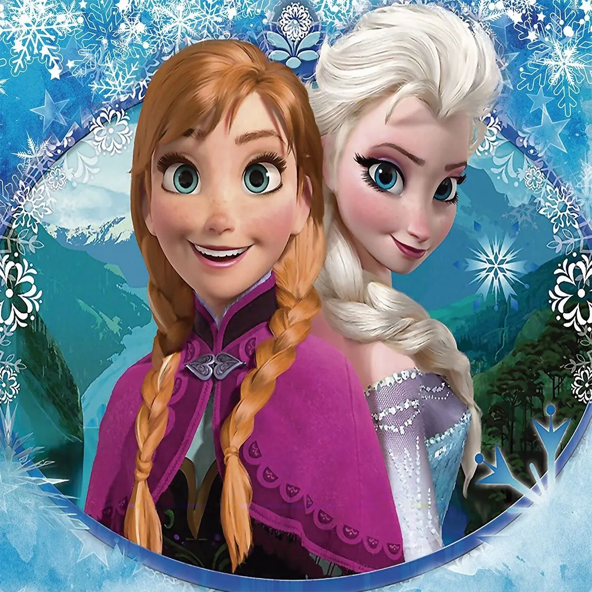 Papel de Parede Frozen Anna e Elsa Azul - Imagem 2