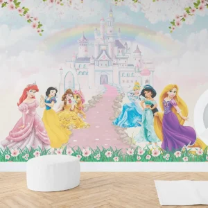 Papel de Parede Princesas Floral Arco-Íris