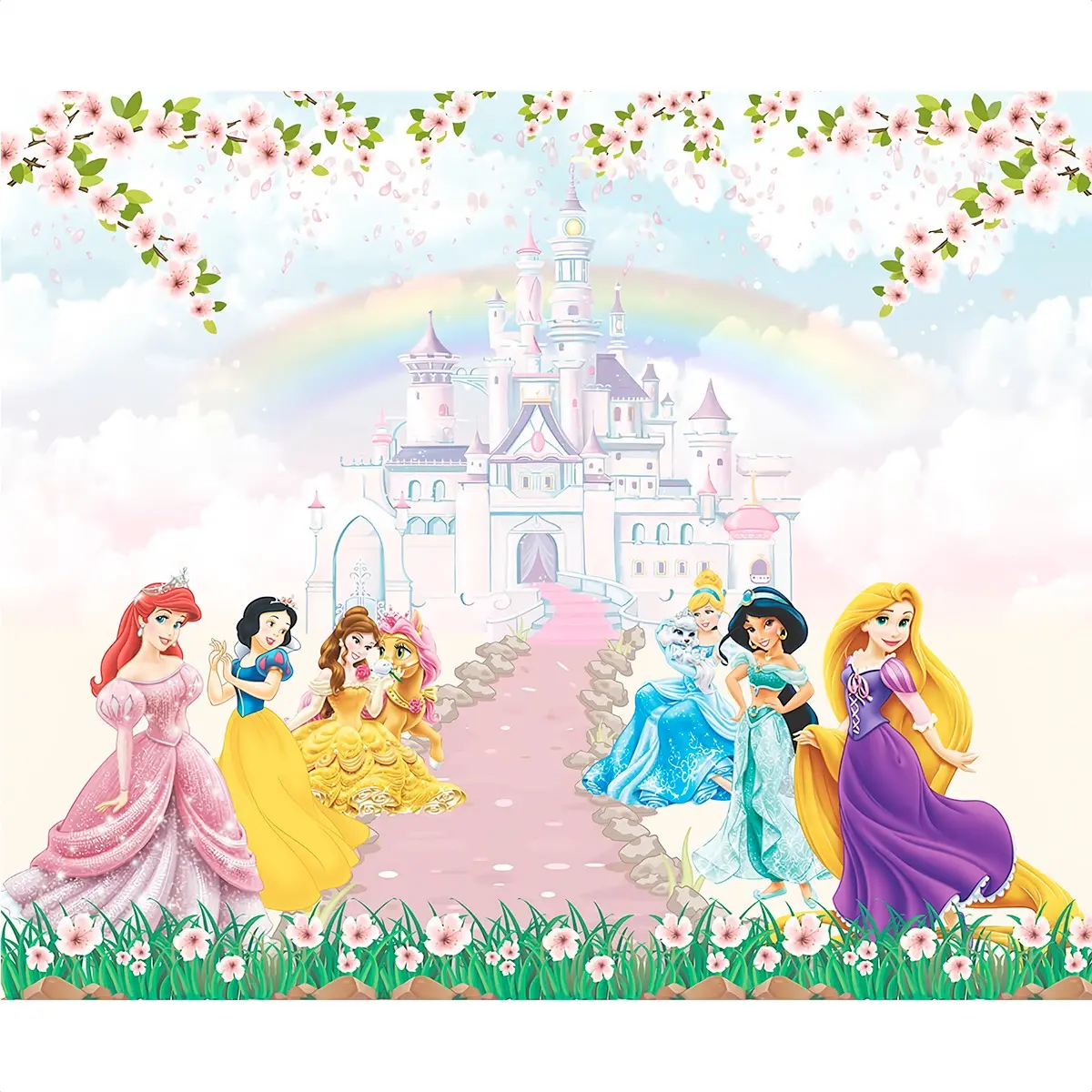 Papel de Parede Princesas Floral Arco-Íris - Imagem 2