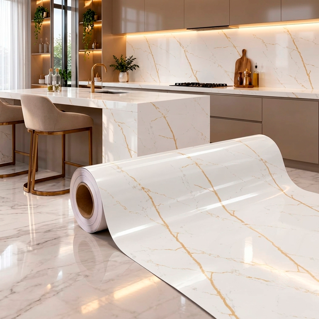 Adesivo Vinílico Mármore Calacatta Ouro Gloss Imprimax 60CM E 122CM