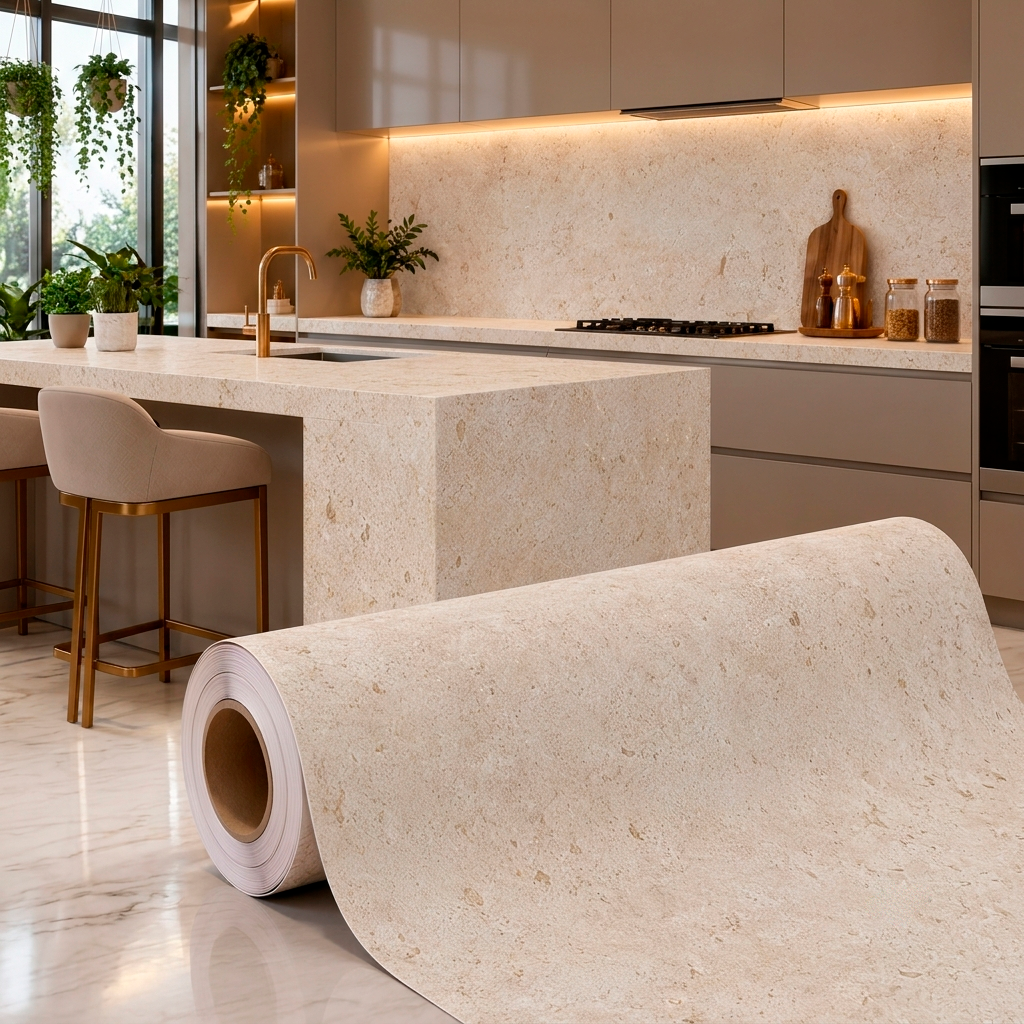 Adesivo Vinílico Mármore Travertino Fosco Imprimax 60CM E 122CM