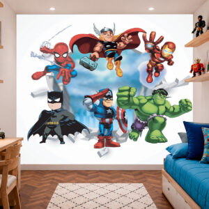 Papel de Parede Vingadores Baby Desenho Thor e Batman