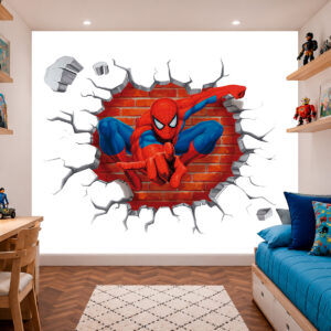 Papel de Parede Homem Aranha Buraco Saindo da Parede