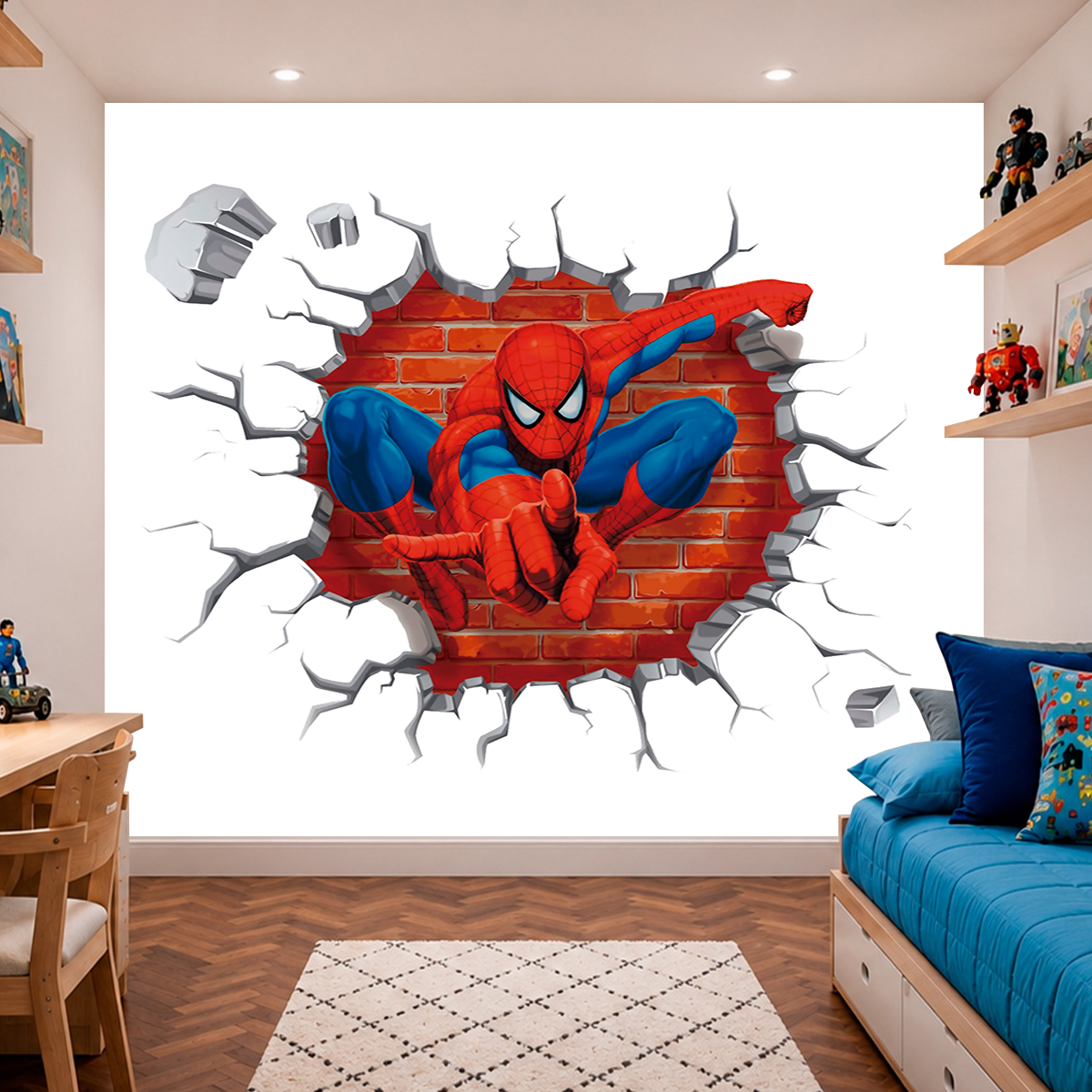 Papel de Parede Homem Aranha Buraco Saindo da Parede