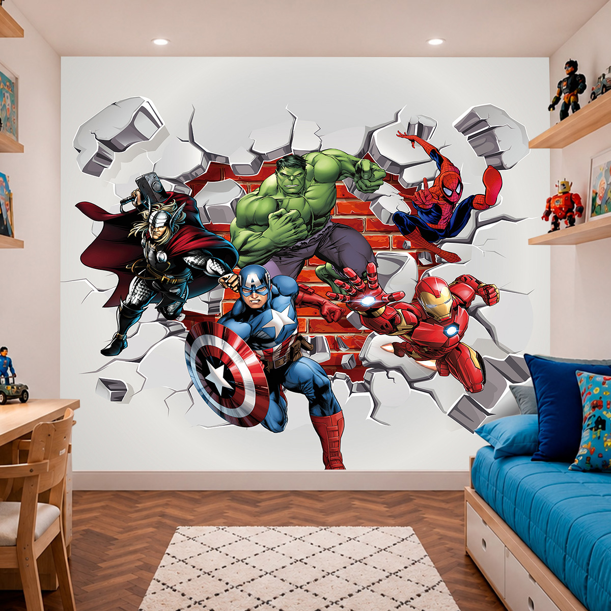 Papel de Parede Vingadores Buraco na Parede