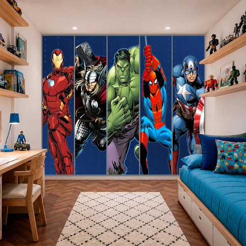 Papel de Parede Vingadores Faixa Azul